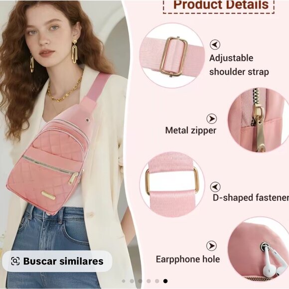 BOLSO DE PECHO,RIÑONERO ACOLCHONADA DE COLOR SOLIDO - Picture 1 of 5